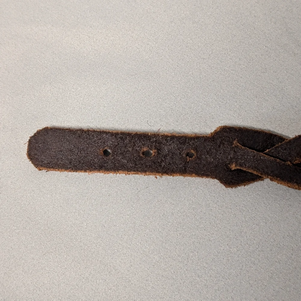 Braided Brown Leather Dog Collar with Silver Buckle (Small Dog)